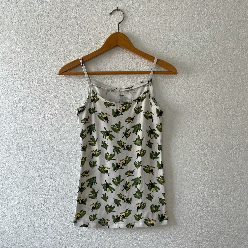Tropical Tank Top with Toucan Pattern, Small